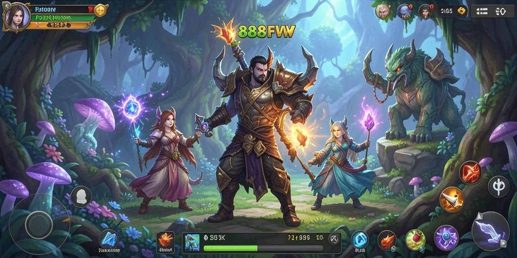 Tangkapan layar menarik dari gameplay ARPG 888FW dengan pertarungan seru.
