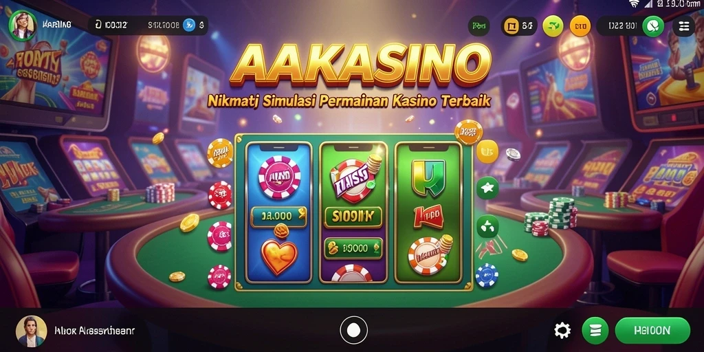 Screenshot AAKASINO menampilkan gameplay simulasi kasino yang menarik dan interaktif.