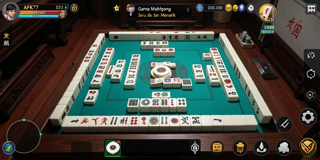 Tangkapan layar gameplay AFK77 menampilkan suasana permainan Mahjong yang menarik.