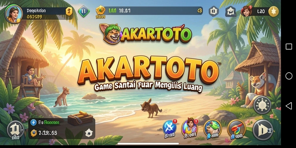 Screenshot AKARTOTO menunjukkan gameplay santai yang menyenangkan dan penuh warna.