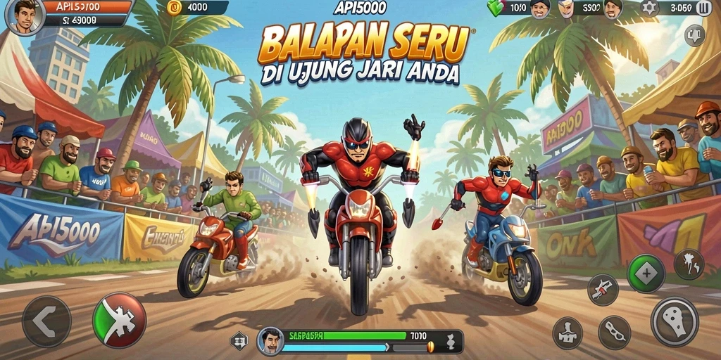 Screenshot gameplay API5000 yang menampilkan aksi balapan seru.