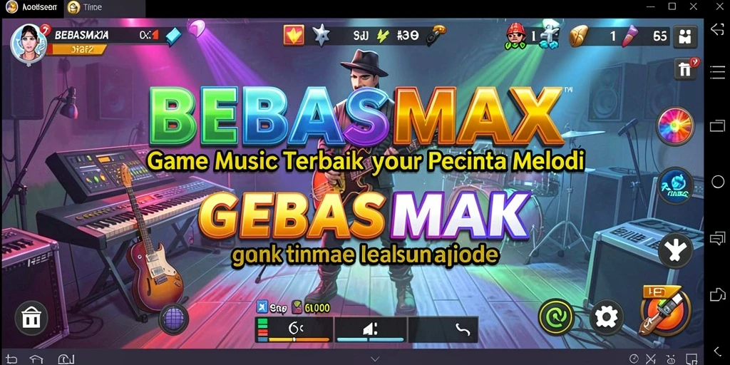 Tampilan gameplay menarik di BEBASMAX dengan berbagai fitur musik.