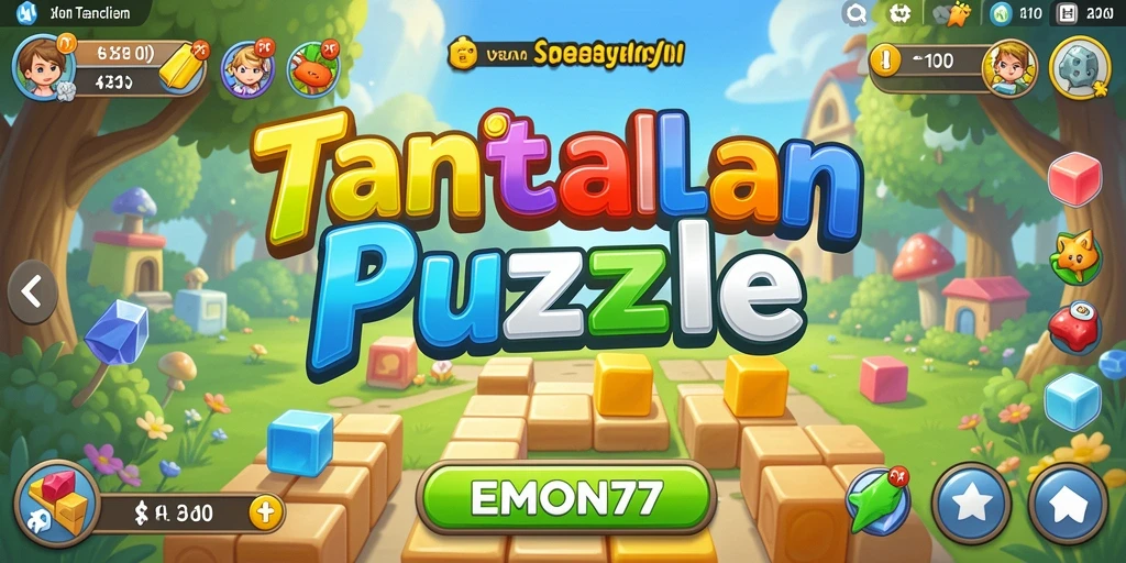 Screenshot utama EMON77 menampilkan gameplay Puzzle yang menarik.