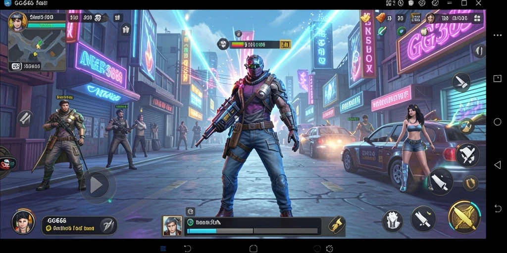Screenshot utama menunjukkan karakter berinteraksi dalam dunia simulasi yang vibrant.
