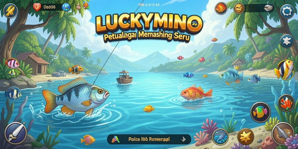 Gameplay <strong>LUCKYMINO</strong> menunjukkan momen memancing yang seru dan mendebarkan.