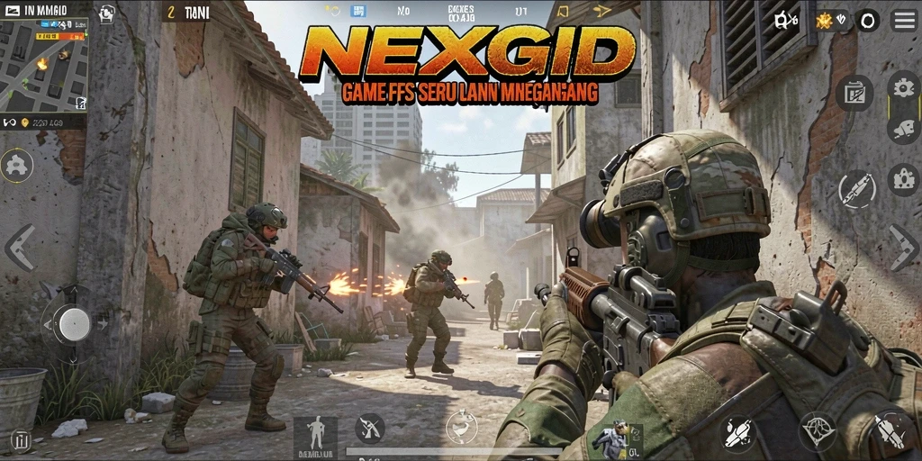Screenshot gameplay NEXGID yang menampilkan aksi tembak-menembak yang seru.