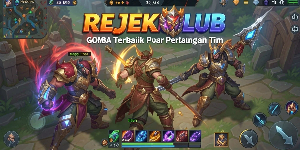 Screenshot gameplay <strong>REJEKICLUB</strong> menampilkan pertempuran epik dalam arena.