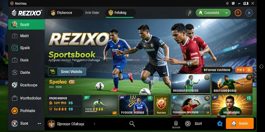 Tangkapan layar utama gameplay REZIXO yang menunjukkan taruhan olahraga.