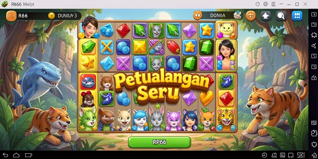 Tampilan screenshot menampilkan gameplay seru RP66 mencocokkan permata.