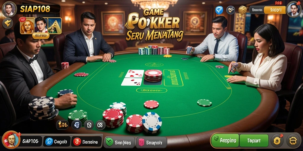 Tampilan gameplay poker yang menegangkan dan seru di SIAP108.