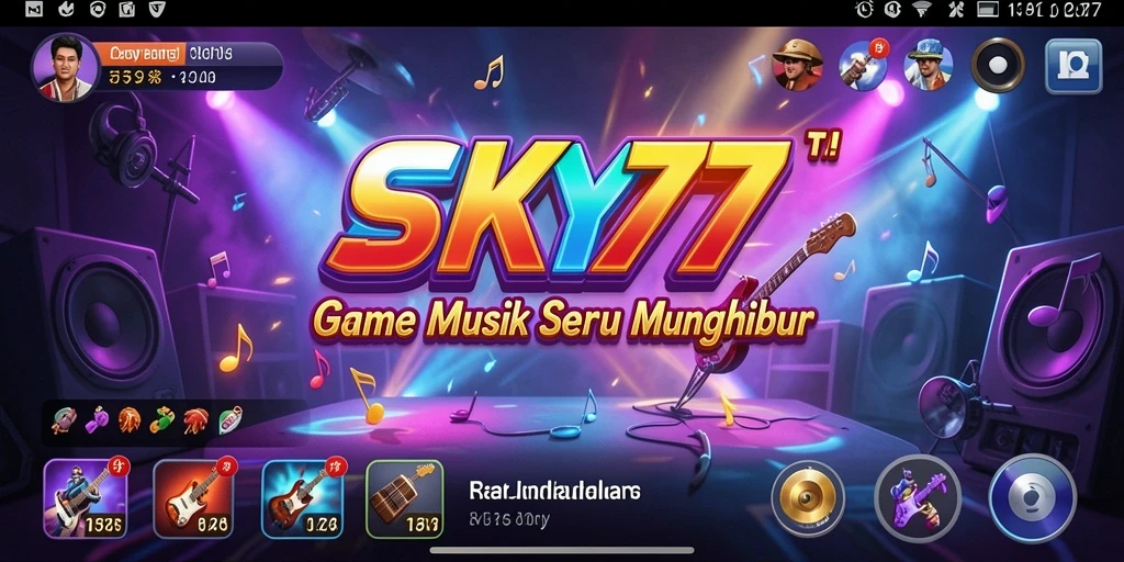 Screenshot gameplay <strong>SKY77</strong> menunjukkan aksi bermain musik yang seru.