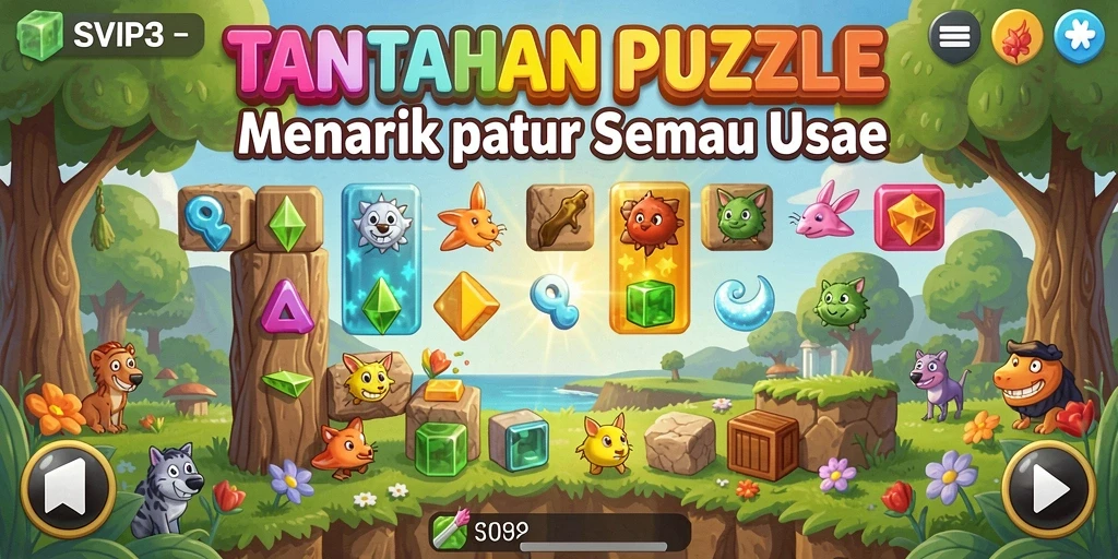 Screenshot gameplay SVIP3 menampilkan tantangan puzzle yang menarik.
