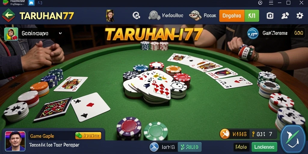 Tampilan gameplay TARUHAN77 dengan suasana permainan Gaple yang seru.