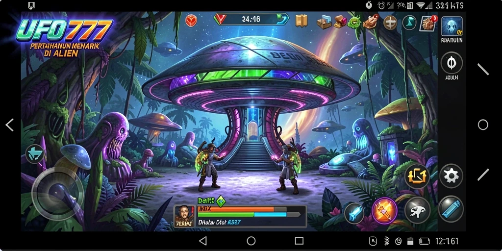 Tampilan menarik dari game Tower Defense dengan grafis alien yang mengesankan.
