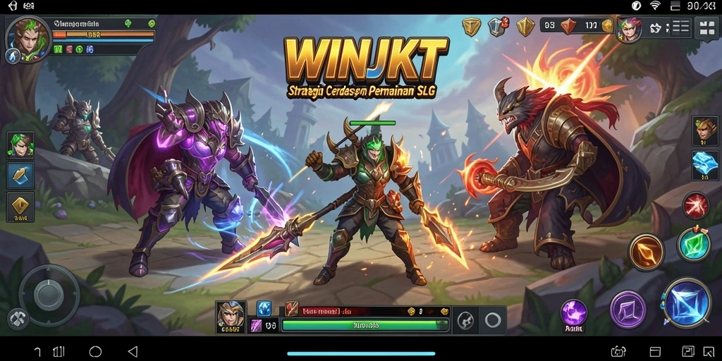 Tangkapan layar gameplay WINJKT yang menampilkan strategi pertempuran.