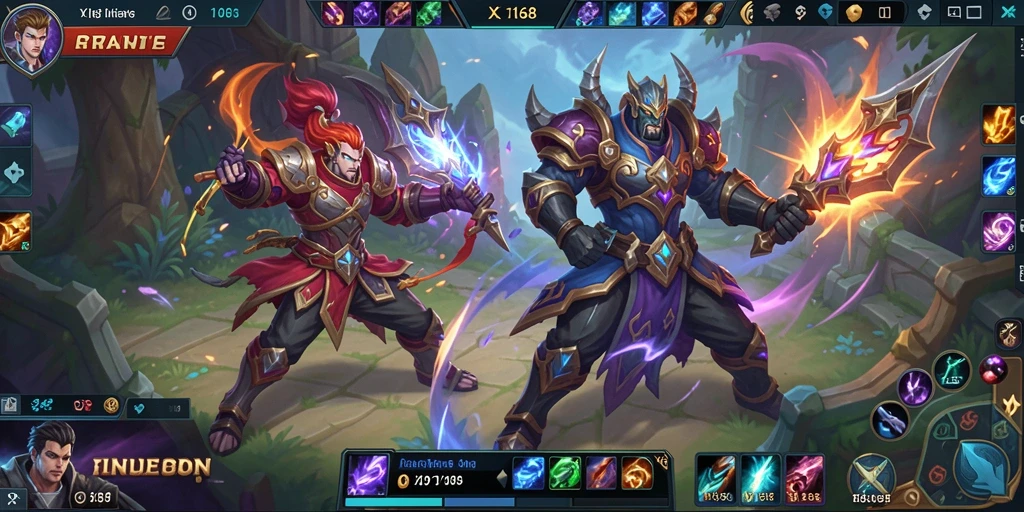 Screenshot gameplay X168 yang menunjukkan pertarungan seru di arena MOBA.